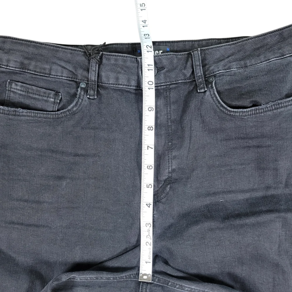 Paige Jeans Womens 33 Black Denim Leenah High Rise Slim Fit Wide Leg Destructed‎